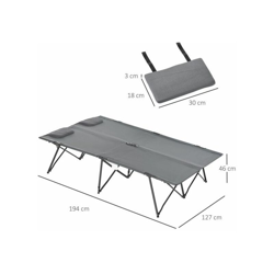 EASYCOMFORT Letto Matrimoniale da Campeggio Brandina Pieghevole e Portatile Grigia características