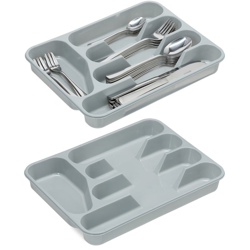 Portaposate, Ste da 2, Divisore per Posate da Cassetto, 5 Scomparti, Utensili Cucina, HLP 4x25x33 cm, Grigio características
