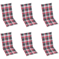 Cuscini Per Sedie Da Giardino 6 Pz Rossi A Quadri 120x50x4 Cm en oferta
