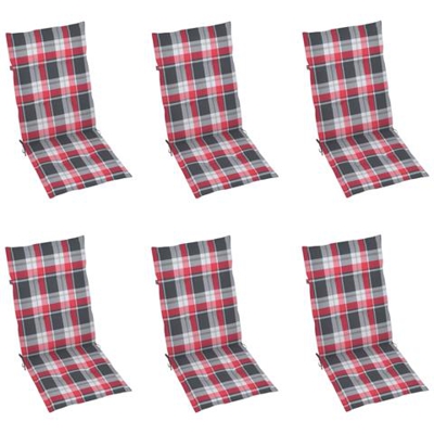 Cuscini Per Sedie Da Giardino 6 Pz Rossi A Quadri 120x50x4 Cm
