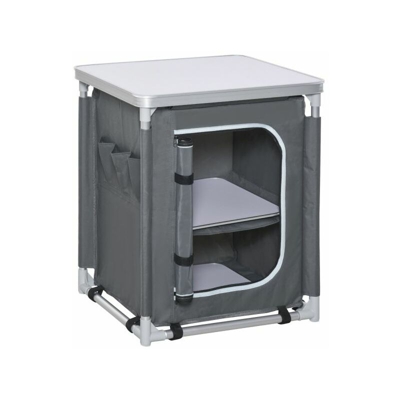 EASYCOMFORT Mobile Cucina da Campeggio con 2 Mensole e Sacca di Trasporto, in Alluminio e Tessuto Oxford Grigio 60x49x70cm
