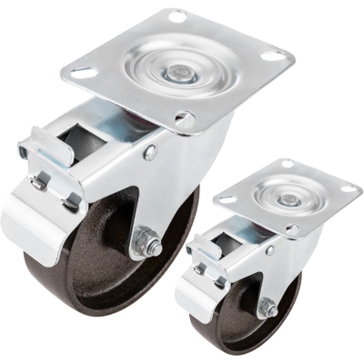 Ruote industriali pivottanti in metallo con freno 100 mm 2 pezzi - Primematik