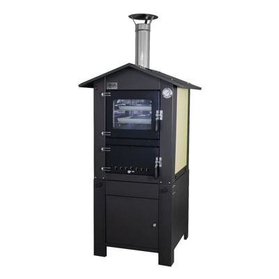 Forno acciaio inox a legna carrello con ruote per pizze cattura indiretta esterno 100 x 85 x 200 h
