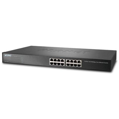 FNSW-1601, IEEE 802.1p, IEEE 802.3, IEEE 802.3u, IEEE 802.3x, No gestito, Fast Ethernet (10/100) , 1U, Nero, 50/60 Hz
