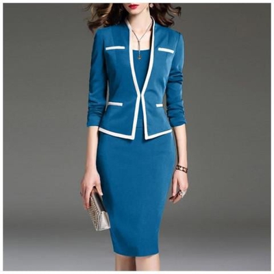 Vestito Da Donna E Gilet, Gonna Da Ufficio, Taglie Forti, Blazer [ blu 04 / Xxl]