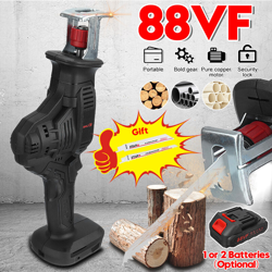 Seghetto alternativo elettrico a batteria 88VF Seghetto alternativo per rami / Metallo / PVC / Taglio del legno con luce a LED (con batteria agli precio