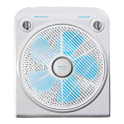 Ventalitore Da Pavimento Forcesilence 6000 Power Box 5 Pale 50w 3 Velocità Motore Di Rame Con Griglia Giratoria Temporizzatore Di 2 Ore Bianco.