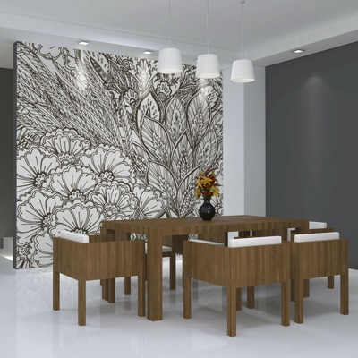 Artgeist - Fotomurale - prato (bianco e nero) - 350x270