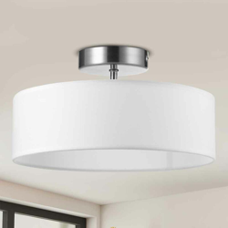Lampadario Plafoniera 30cm Tessuto e Acciaio 2 Luci E14 Design Moderno Bianco precio