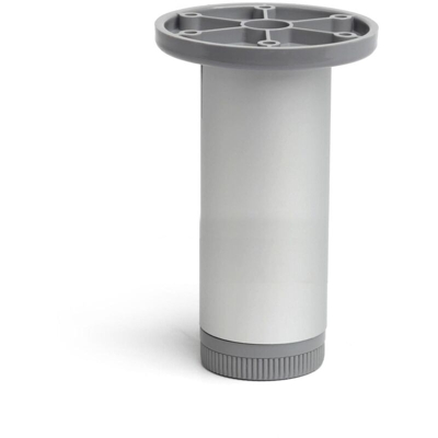 gamba cilindrica stile moderno per mobili bassi. Altezza di 12 cm. Realizzata in alluminio con finitura anodizzato opaco. Per il bricolage e il DIY.