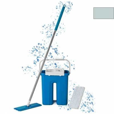 Lavapavimenti mop flat lava asciuga 2 in 1 secchio microfibra pulizia pavimenti