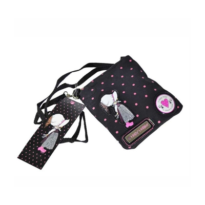 Bakaji - Tracollina Borsetta a Tracolla Flat Holly Hobbies Nero a Pois