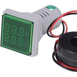 Mini quadrato LED Voltmetro digitale Amperometro Segnale luminoso Indicatore misuratore di corrente AC 60-500V 0-100A,Verde, precio