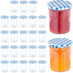 Set da 25 Barattoli per Conserve, Coperchio a Vite Ermetico, Confetture e Sughi, 250 ml, Blu características