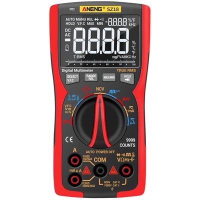ANENG SZ18 Multimetro digitale 9999 Conteggi T-RMS LCD Tester universale Tensione CA / CC Capacita di corrente Continuita diodo Ciclo di lavoro