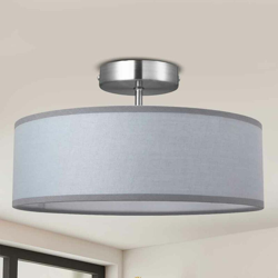 Lampadario Plafoniera 30cm Tessuto e Acciaio 2 Luci E14 Design Moderno Grigio características
