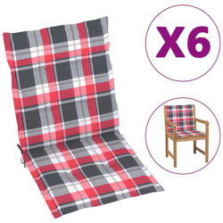 Cuscini Per Sedie Da Giardino 6 Pz Rossi A Quadri 100x50x4 Cm características