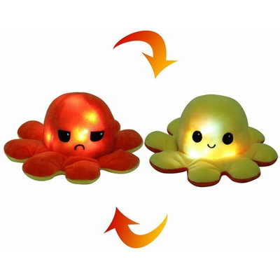 B&s - Polpo reversibile LED giocattolo peluche pupazzo due facce musica double-face