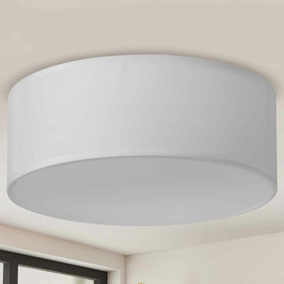 Lampadario Plafoniera in Tessuto 40cm Rotondo 4 Luci E14 Design Moderno Bianco