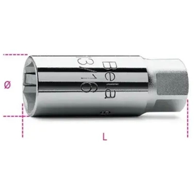 Beta - CHIAVI A BUSSOLA CON ATTACCO QUADRO FEMMINA 3/8' PER CANDELE D'ACCENSIONE 20,8 13/16 ART. 956E