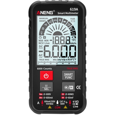 ANENG 619A 6000 conteggi Multimetro digitale LCD Formato tascabile True RMS Tester universale Misura tensione AC / DC Resistenza corrente Capacita
