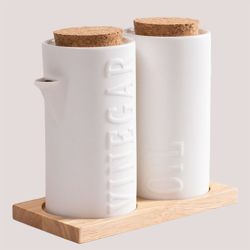 SKLUM Porta Olio e Aceto Treska Bianco Cerámica - Madera de Caucho precio