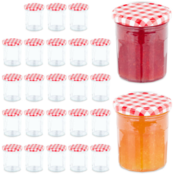 Set da 25 Barattoli per Conserve, Coperchio a Vite Ermetico, Confetture e Sughi, 250 ml, Rosso características