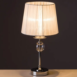 Lampada da tavolo Lume Comodino in Acciaio Cristallo e Tessuto Bianco Abatjour en oferta