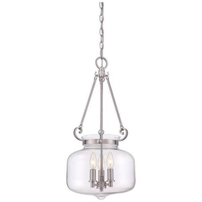 Sospensione A Soffitto A 3 Luci Nichel Spazzolato, Attacco E14