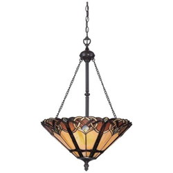 Lampada Da Soffitto Tiffany A 3 Luci, Finitura Bronzo, Attacco E27 en oferta
