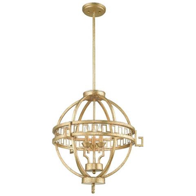 Lampadario A Sospensione Sferica Da Soffitto A 3 Luci Color Oro, Attacco E14