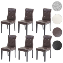 Set 6x Sedie Hwc-e58 Sala Da Pranzo Legno Ecopelle Marrone Gambe Scure en oferta