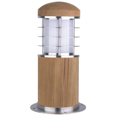 Paletto Luminoso Da Esterno 1 Luce Acciaio Inox, Teak Ip55, E27