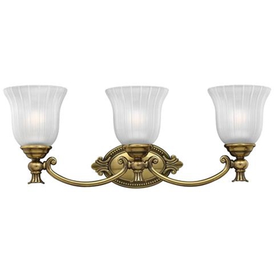 Applique A 3 Luci Da Bagno Sopra Lo Specchio Ottone Brunito Ip44, G9