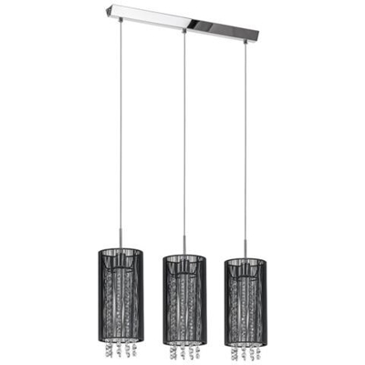 Sospensione A Sospensione Nera A 3 Luci Con Paralume In Cristallo, Attacco E14