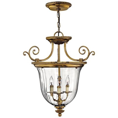 Sospensione Da Soffitto A 3 Luci Piccola In Ottone Lucido, Attacco E14