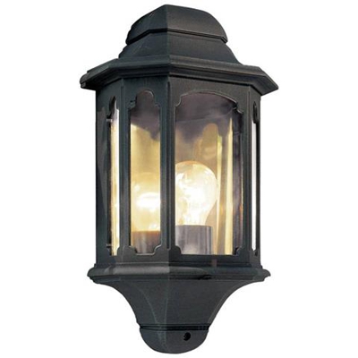 Mezza Lanterna Da Parete Per Esterni 1 Luce Nera Ip44, E27