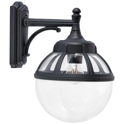 Applique Da Esterno Globo 1 Luce Down, Nera, Ip54, E27