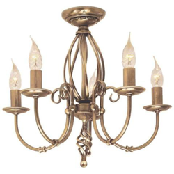 Lampadario A 5 Luci Con Finitura In Ottone Invecchiato, Attacco E14 precio