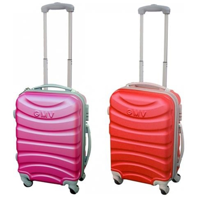 Coppia Trolley 20'' Gmv Valigia Rigida Bagaglio A Mano Abs 001d-fx rd