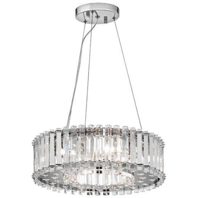 Lampada A Sospensione A 6 Luci Cromata Con Cristalli, G9