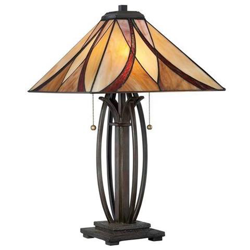 Lampada Da Tavolo A 2 Luci Bronzo, Vetro Tiffany, E27 en oferta