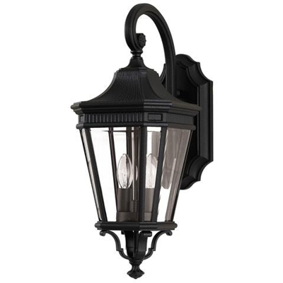Lanterna A Parete Media Da Esterno 2 Luci Luce Nera Ip44, E14