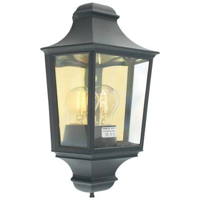 Mezza Lanterna Da Parete Per Esterni 1 Luce Nera Ip65, E27