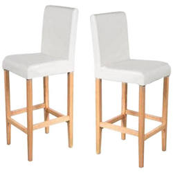 Coppia Sgabelli Vicenza Lounge Pelle Avorio Gambe Chiare en oferta