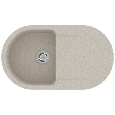 Lavello Da Cucina Con Foro Troppopieno Ovale Beige In Granito