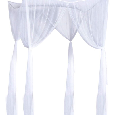 Zanzariera per Letto zanzariera a baldacchino, Materiale di Alta qualità, Rettangolare, Bianco, 220x200x210cm