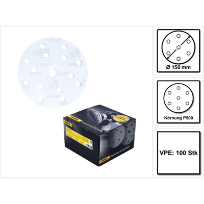 Mirka BASECUT Disco abrasivo Grip 150 mm P500 / 15 fori - 100 pz. ( 2261109951 )