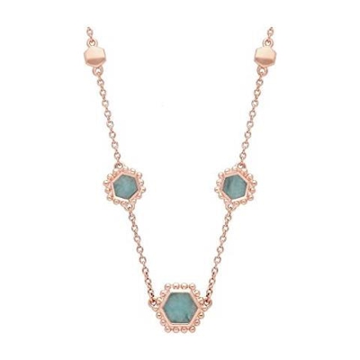 Collana Con Amazzonite In Argento Placcato Oro 0,7 Cts, 45 Cm