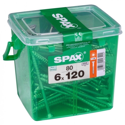 Insieme Della Testa Piatta Diam.6 80 Acciaio Vite Mm X L.120 Mm - Spax